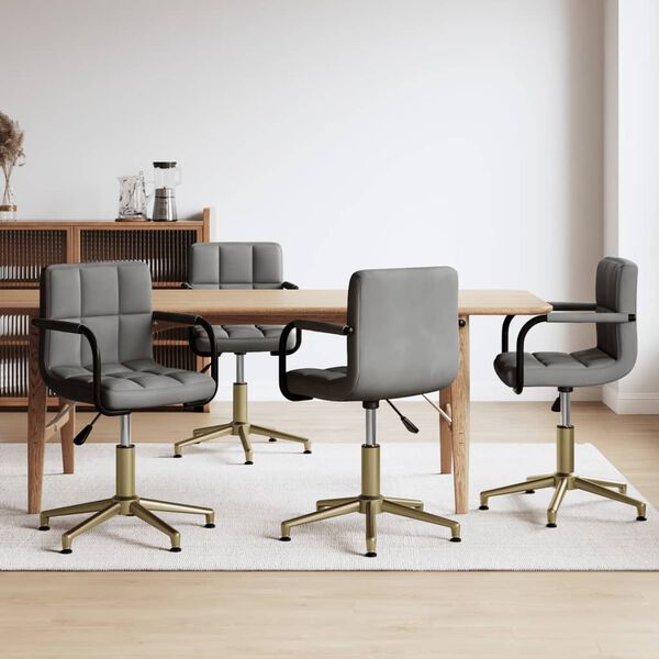 vidaXL Cadeira de jantar girat&oacute;rias 4 pcs veludo cinzento-claro