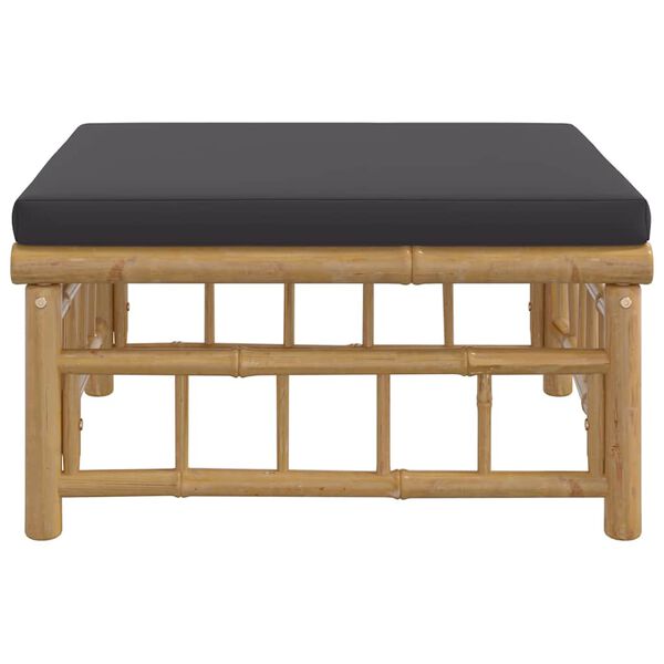 vidaXL Apoio de p&eacute;s p/ jardim bambu com almofad&atilde;o cinzento-escuro