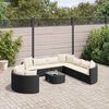 vidaXL 10 pcs conjunto sof&aacute;s de jardim c/ almofad&otilde;es vime PE preto
