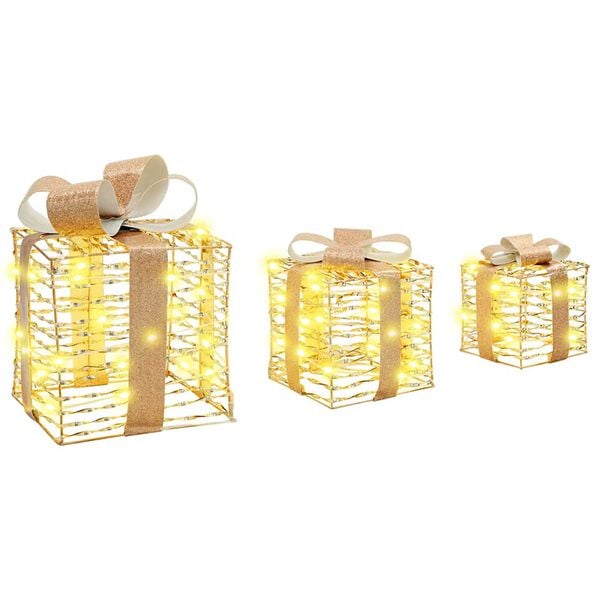 vidaXL Caixa de Presente 3 pcs Branco quente 20 x 20 x 20 cm PET