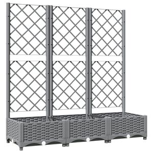 vidaXL Vaso/floreira jardim c/ treli&ccedil;a 120x40x121,5 cm PP cinza-claro