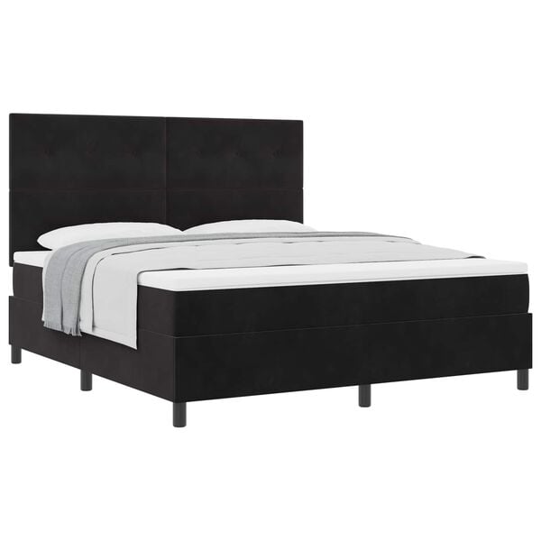 vidaXL Cama Box com colch&atilde;o com cabeceira Preto 180 x 200 cm tecido