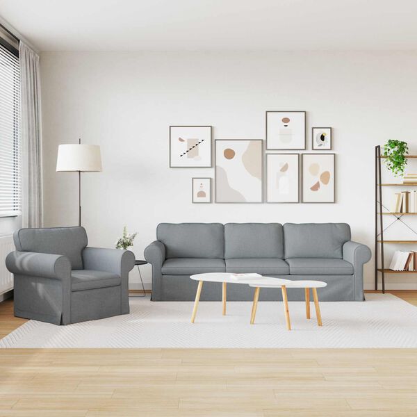 vidaXL Sof&aacute; 2 pcs Cinzento-claro 245 x 82 x 80 cm tecido