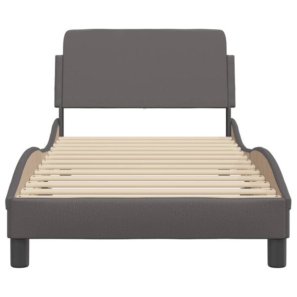 vidaXL Estrutura de cama Dover 90x200 cm couro artificial cinzento