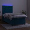vidaXL Cama box spring c/ colch&atilde;o/LED 80x200 cm veludo azul-escuro