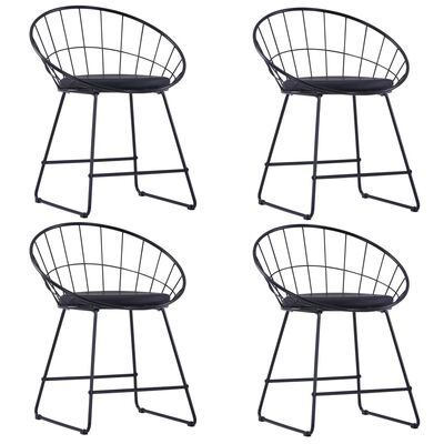 vidaXL Cadeiras jantar c/ assentos em couro artificial 4 pcs aço preto