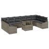 vidaXL Conjunto de Sof&aacute;s com almofada Manual 11 pcs Cinzeto vime PE
