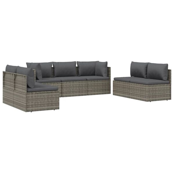 vidaXL 8 pcs conjunto lounge de jardim c/ almofadões vime PE cinzento