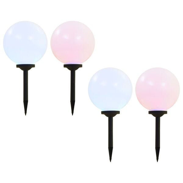 vidaXL Candeeiro solar de exterior LED 4 pcs esf&eacute;rico 30 cm RGB