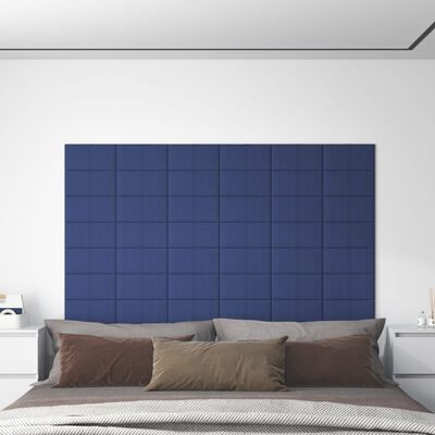 vidaXL Painel de parede 12 pcs 30x15 cm tecido 0,54 m² azul