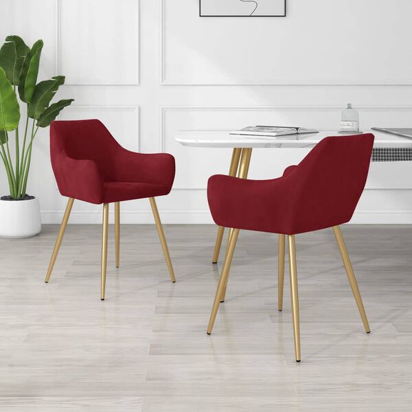 vidaXL Cadeiras de jantar 2 pcs veludo vermelho tinto