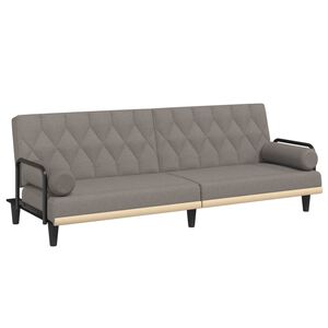 vidaXL Sof&aacute;-cama com apoio de bra&ccedil;os tecido cinzento-acastanhado