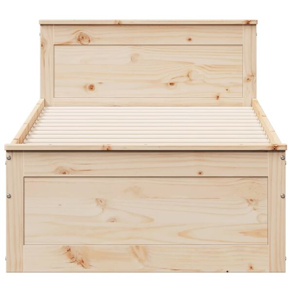 vidaXL Cama sem colch&atilde;o com cabeceira 100x200 cm madeira pinho maci&ccedil;a