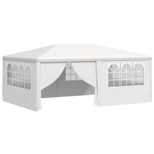 vidaXL Tenda festas profissional + paredes laterais 4x6m 90g/m&sup2; branco