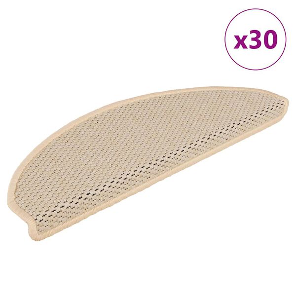 vidaXL Tapetes escada adesivos aspeto sisal 30 pcs 65x21x4 cm berbere