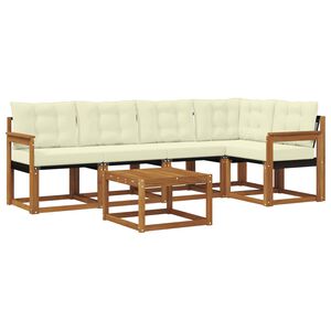 vidaXL Conjunto de Sof&aacute;s para Exterior 6 pcs Natural e Creme