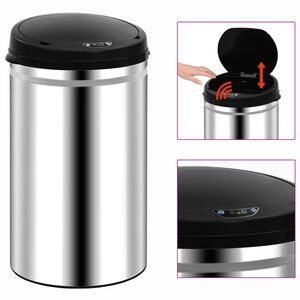 vidaXL Caixote do lixo com sensor autom&aacute;tico 40 L a&ccedil;o inoxid&aacute;vel
