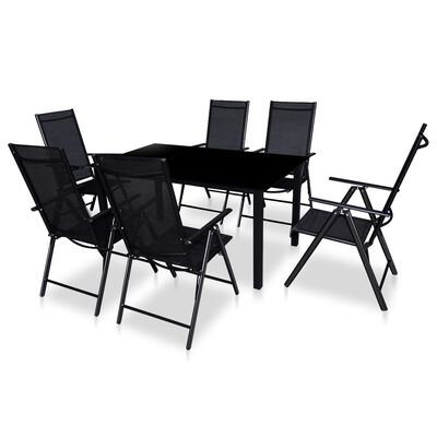 vidaXL 7 pcs conjunto jantar exterior c/ cadeiras dobráveis alumínio