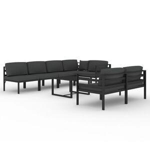vidaXL 8 pcs conjunto lounge jardim com almofad&otilde;es alum&iacute;nio antracite