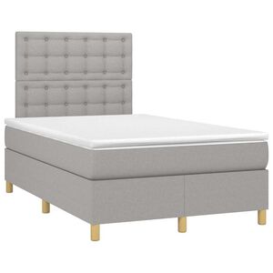 vidaXL Cama boxspring com colch&atilde;o 120x190 cm tecido cinzento-claro