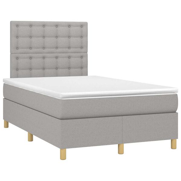 vidaXL Cama boxspring com colch&atilde;o 120x190 cm tecido cinzento-claro