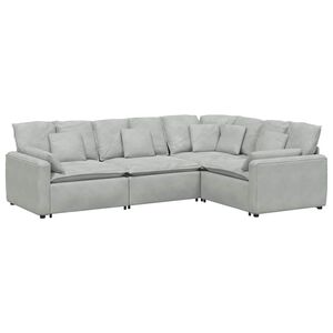 vidaXL Sof&aacute; modular com almofadas veludo cinzento-claro