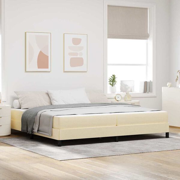 vidaXL Cama Box com colch&atilde;o Creme 200 x 200 cm tecido