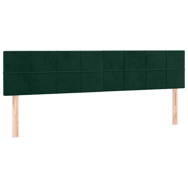 vidaXL Cabeceira de cama c/luzes LED veludo 200x5x78/88cm verde-escuro