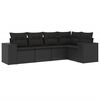 vidaXL 5 pcs conjunto sof&aacute;s de jardim com almofad&otilde;es vime PE preto