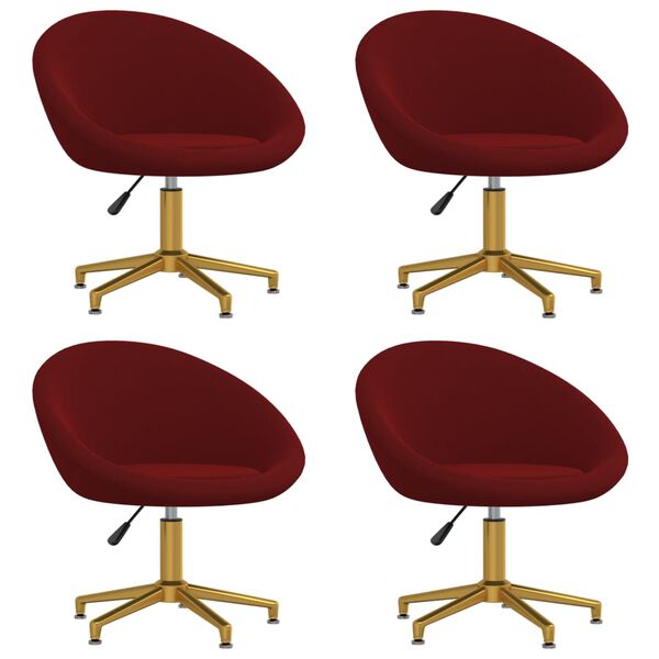 vidaXL Cadeiras de jantar 4 pcs veludo vermelho tinto