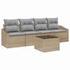 vidaXL Conjunto de Sof&aacute;s com almofada 5 pcs Bege e Cinza Claro vime PE