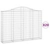 vidaXL Cestos gabi&atilde;o arqueados 20 pcs 200x30x140/160 ferro galvanizado