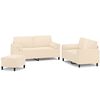 vidaXL 3 pcs conjunto sof&aacute;s c/ almofadas/almofad&otilde;es veludo cor creme