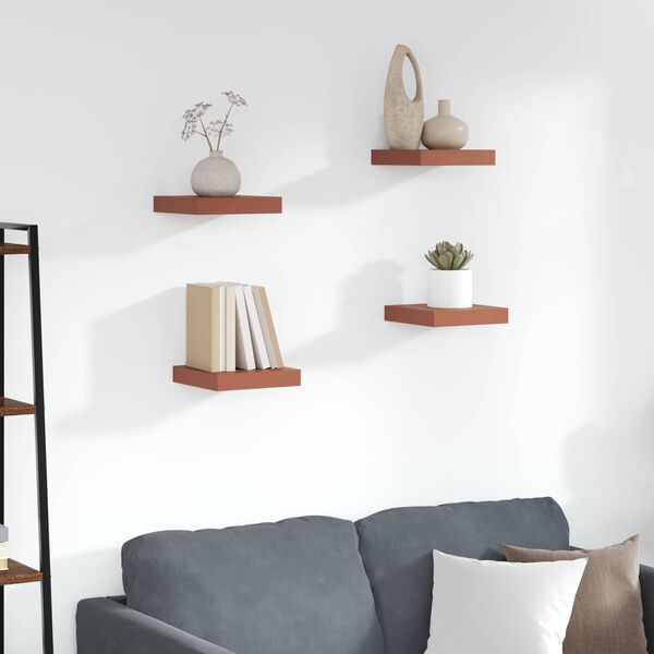 vidaXL Prateleira de Parede 4 pcs Vermelho 23 x 23,5 x 4 cm