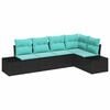 vidaXL Conjunto de Sof&aacute; de Jardim 5 unid. Preto vime PE