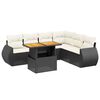 vidaXL 7 pcs conjunto de sof&aacute;s p/ jardim c/ almofad&otilde;es vime PE preto