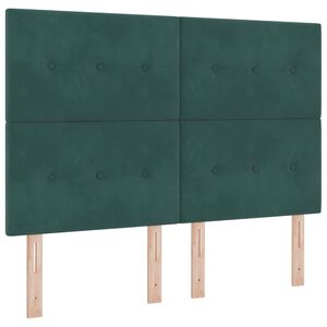 vidaXL Cama Box Spring LED Verde Escuro 140 x 190 cm tecido