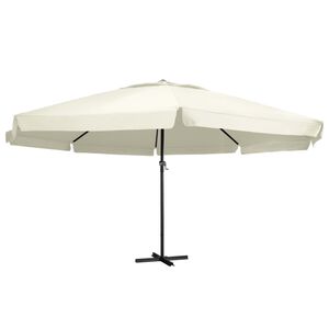 vidaXL Guarda-sol de jardim c/ poste alum&iacute;nio 600 cm branco areia