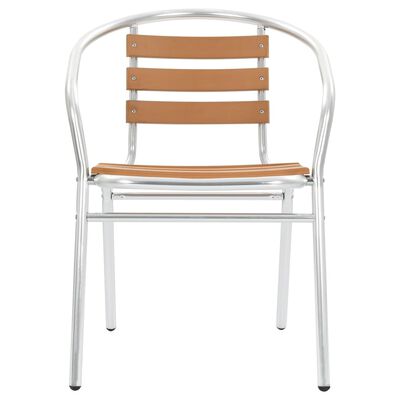vidaXL Cadeiras de jardim empilháveis 2 pcs alumínio e WPC prateado