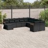 vidaXL 11 pcs conjunto sofás de jardim c/ almofadões vime PE preto