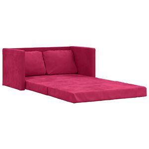 vidaXL Sof&aacute;-cama sem p&eacute;s 122x204x55 cm veludo vermelho tinto