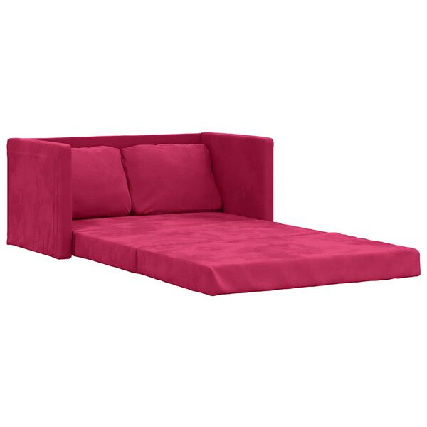 vidaXL Sof&aacute;-cama sem p&eacute;s 122x204x55 cm veludo vermelho tinto