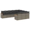vidaXL 10 pcs conjunto sof&aacute;s de jardim c/ almofad&otilde;es vime PE cinzento