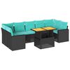 vidaXL 8 pcs conjunto sof&aacute;s de jardim com almofad&otilde;es vime PE preto