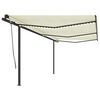 vidaXL Toldo retr&aacute;til manual com LED 6x3 m cor creme