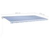 vidaXL Toldo autom. c/ LED e sensor de vento 600x350 cm azul/branco