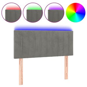 vidaXL Cabeceira de cama c/ luzes LED veludo 80x5x78/88 cm cinza-claro