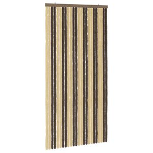 vidaXL Cortina de Insetos Chenille Marrom Escuro e Bege 100 x 200 cm