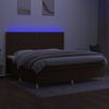vidaXL Cama box spring c/ colch&atilde;o/LED 200x200cm tecido castanho-escuro
