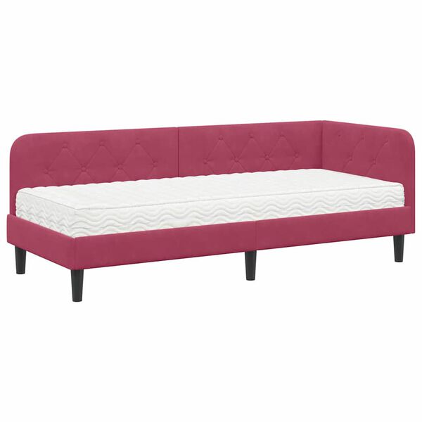 vidaXL Estrutura de Cama de Canto Vinho Vermelho 80 x 200 cm Veludo